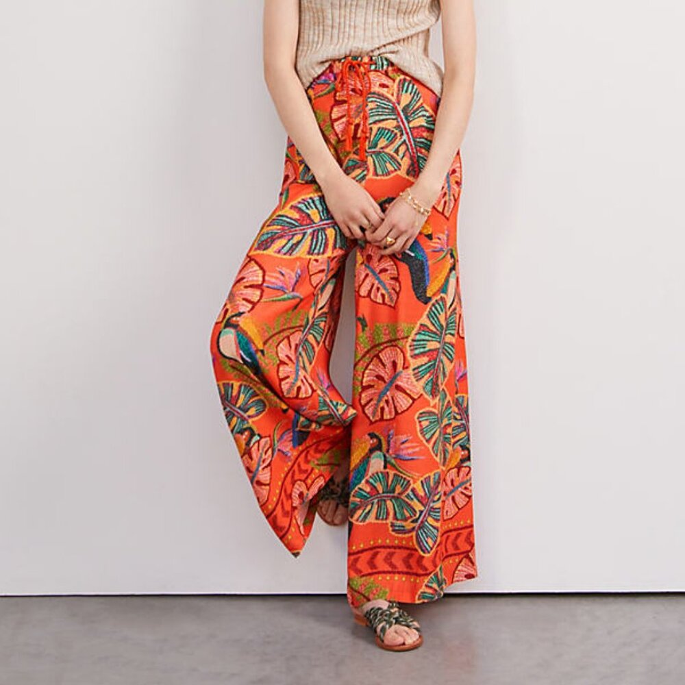 Farm Rio Birdie Wide Leg Pant for Anthropologie XS